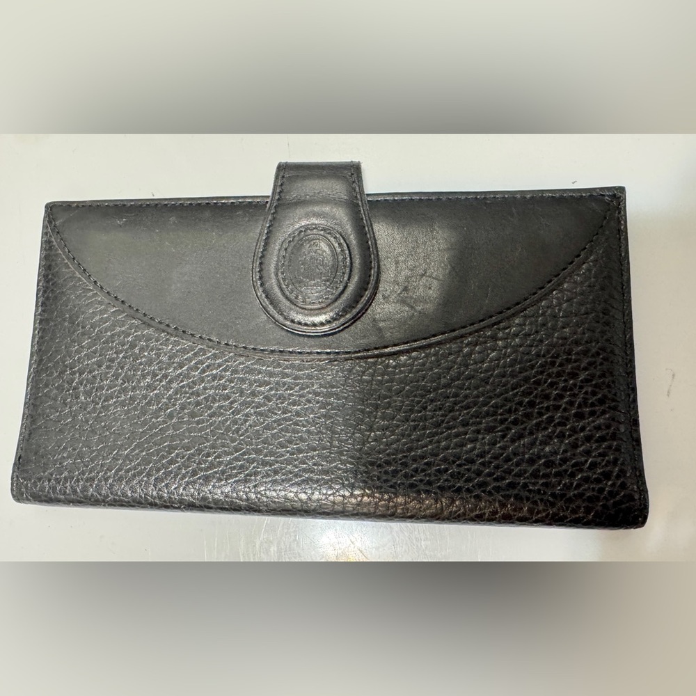 Mark Cross Vintage Black Pebble Leather Continental Wallet.